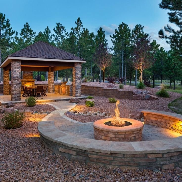 Bare area beneath ornamental trees — ideal for seating retreat